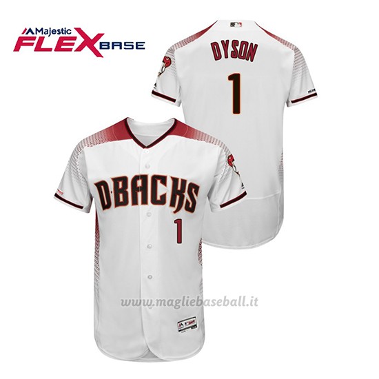 Maglia Baseball Uomo Arizona Diamondbacks Jarrod Dyson 150th Aniversario Patch Autentico Flex Base Bianco Rosso
